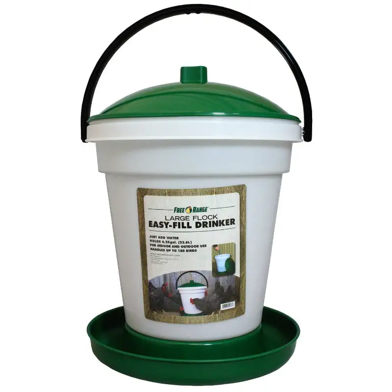 Free Range 1000267 Large Flock Easy-Fill Drinker Up to 100 Birds 6.25-Gallon Poultry Farms