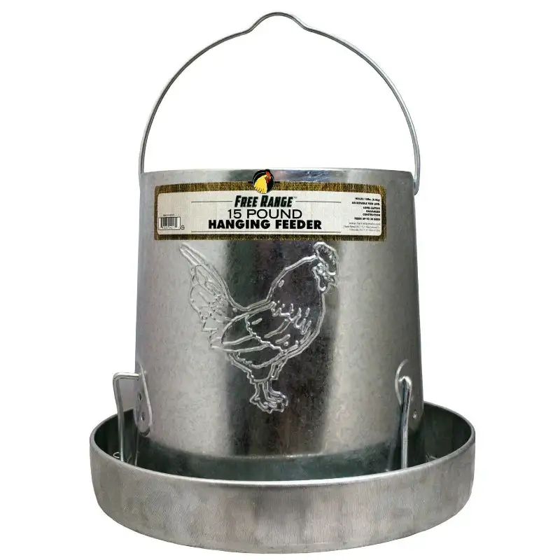 Free Range 1000293 Heavy-Duty Galvanized Hanging Feeder 15 Lbs Poultry and Birds