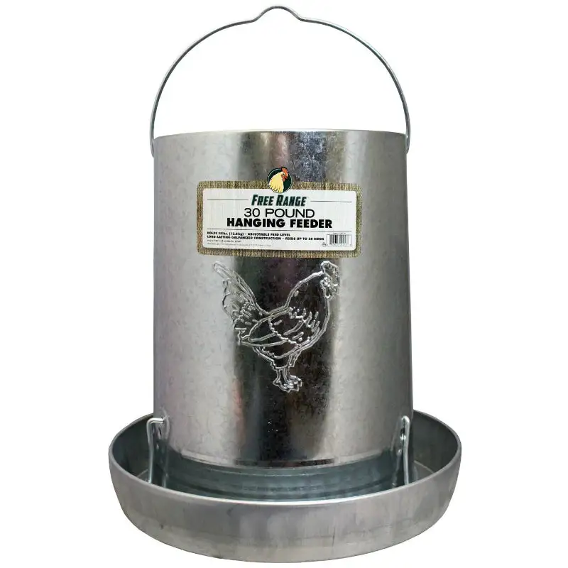 Free Range 1000296 Heavy-Duty Galvanized Hanging Feeder 30 Lbs Large Poultry Flocks