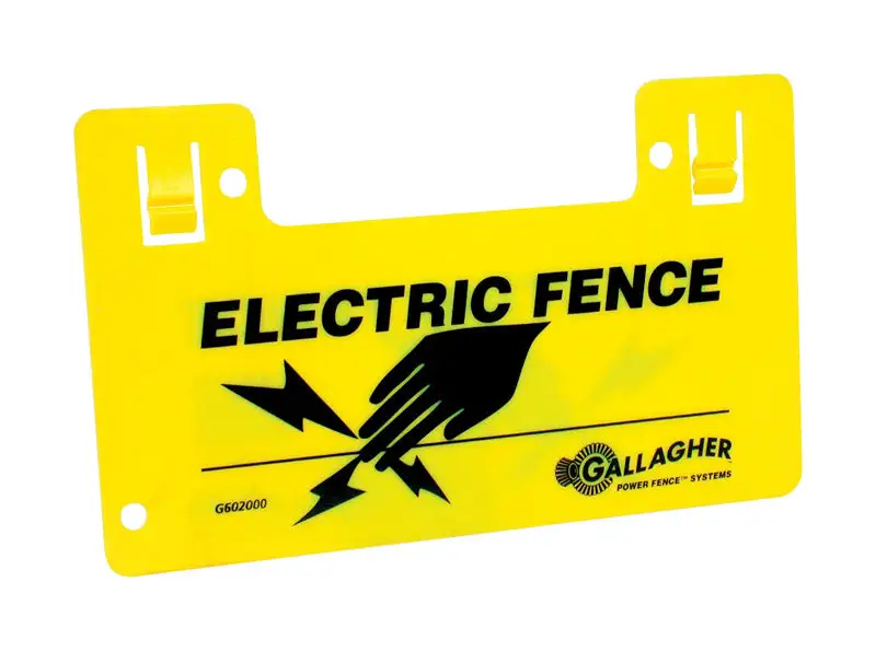 Gallagher Electric Fence Warning Sign Yellow Pack 10