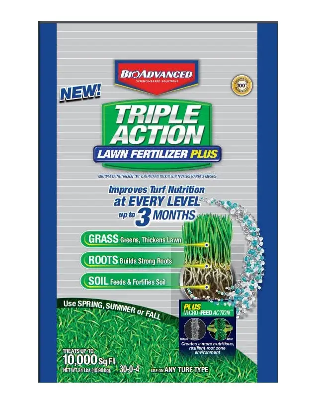 BioAdvanced 704851T Triple Action Lawn Fertilizer 24 Lbs All--One Care