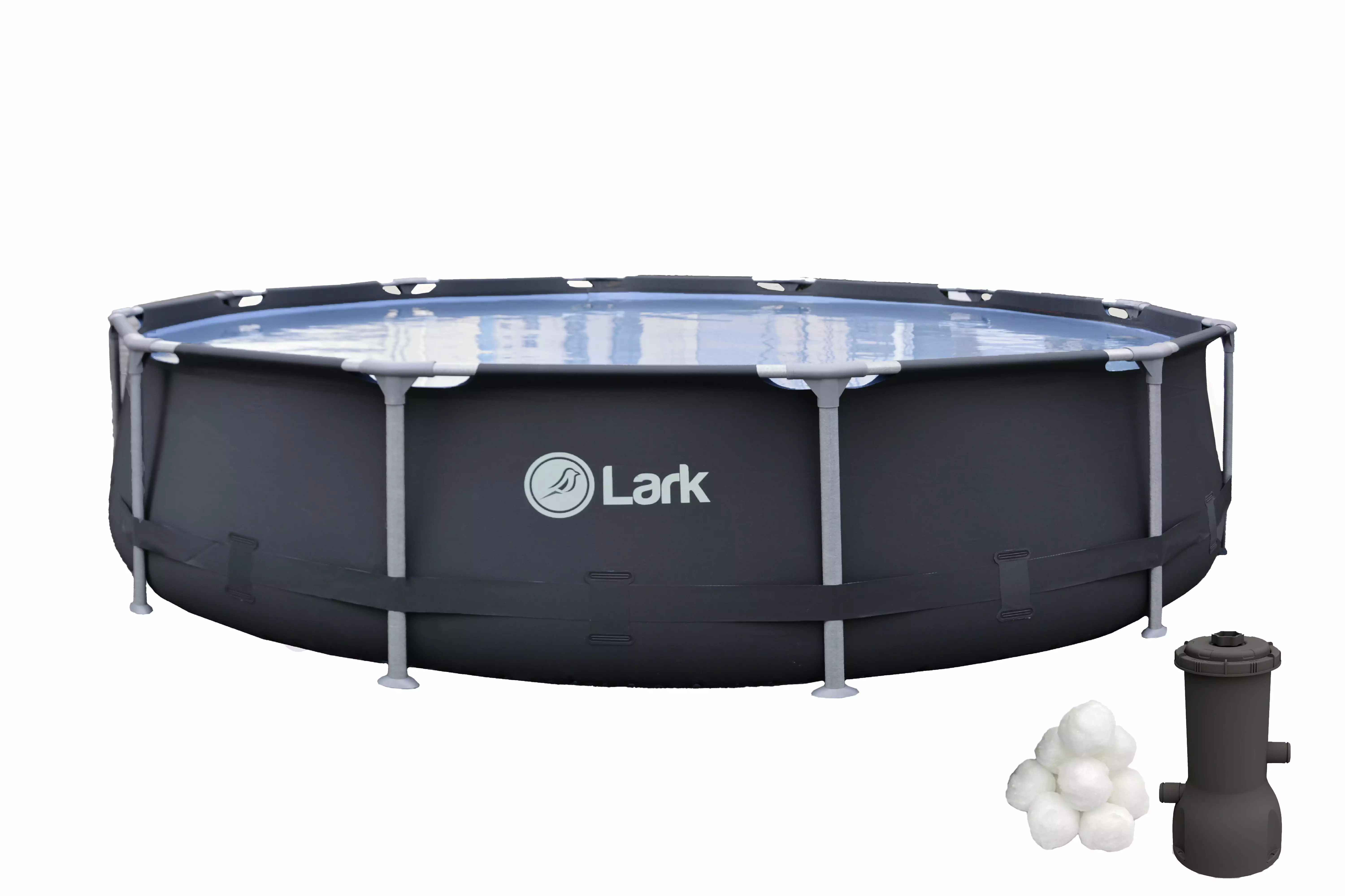 Lark Rustproof 12ft x 30in Fiberglass Frame Backyard Above Ground Swimming Pool 530-Gallon Filtration Pump 10