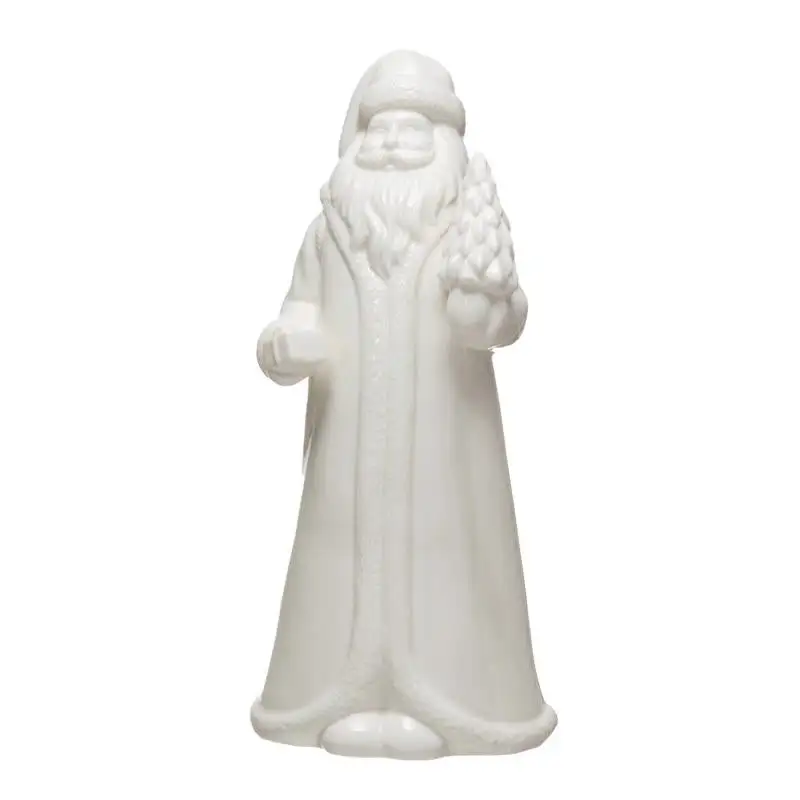 Creative Co-Op White Santa Claus Figurine 10 . Pack 6 Christmas Decor