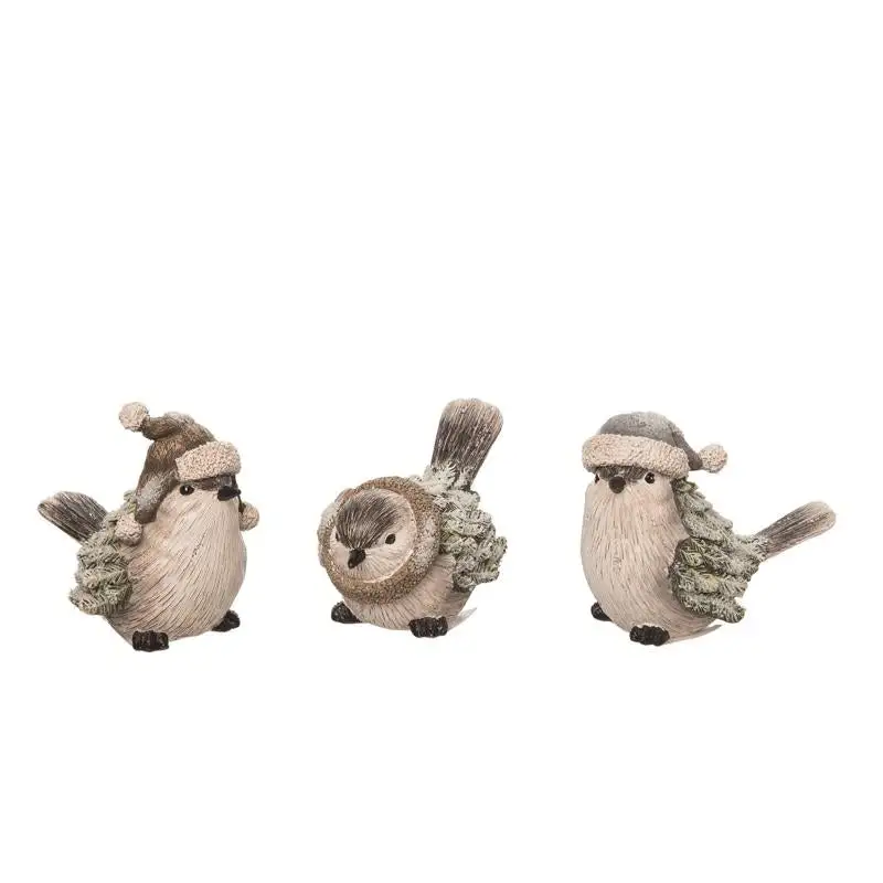 Transpac Assorted Snowbound Bird Figurine 4 Pack 6
