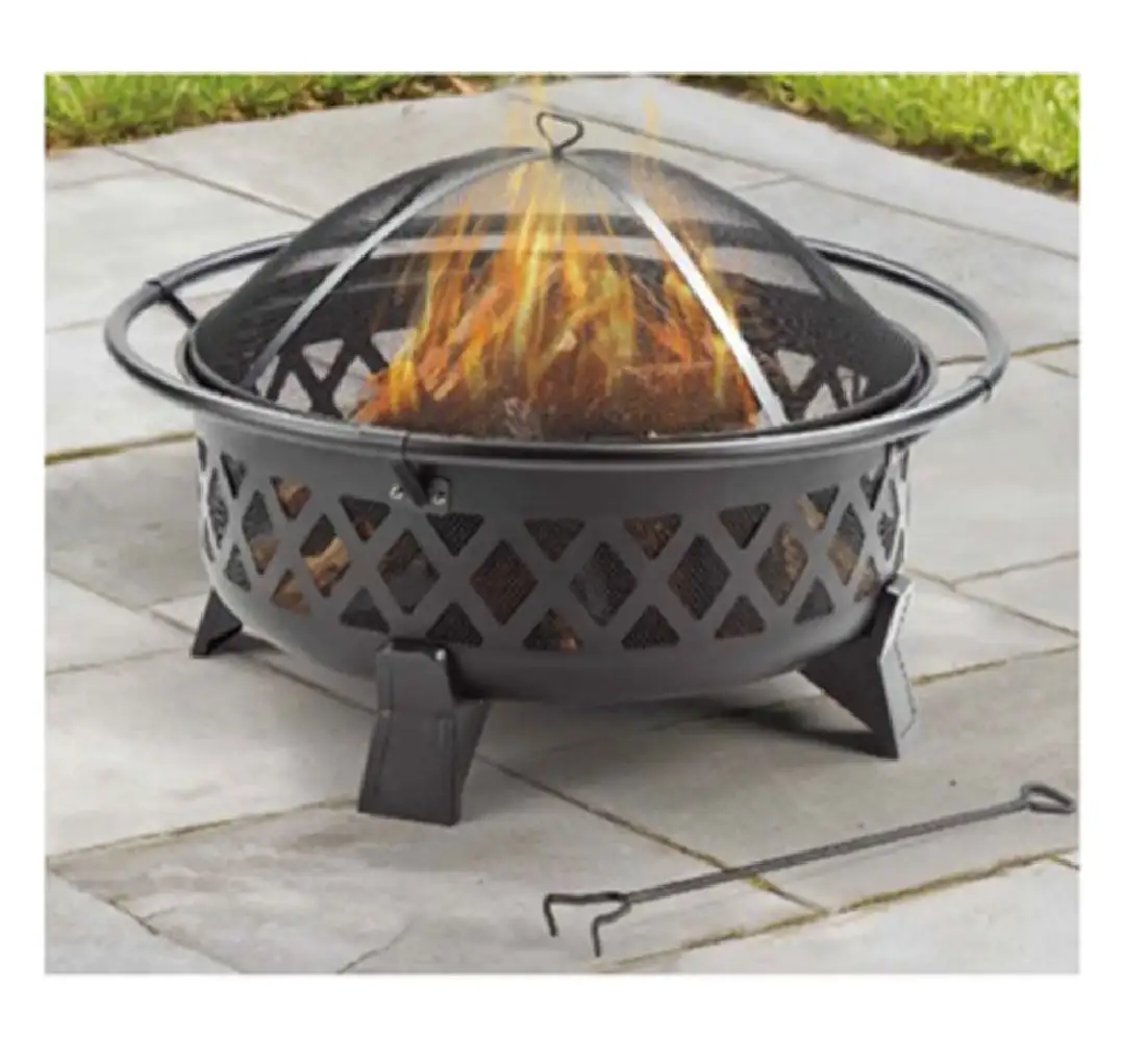 Four Seasons Courtyard Round Deep Fire Bowl Pit SRFP11716 Steel Leg Outdoor Fireplace