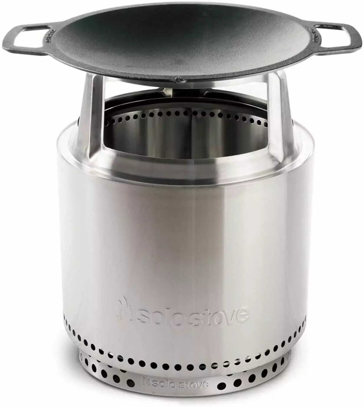 Solo Stove Bonfire Cast Iron Wok Cooking Bundle 2.0 Portable Smokeless Fire Pit Stand Woktop & Hub Wood Burning Removable ...