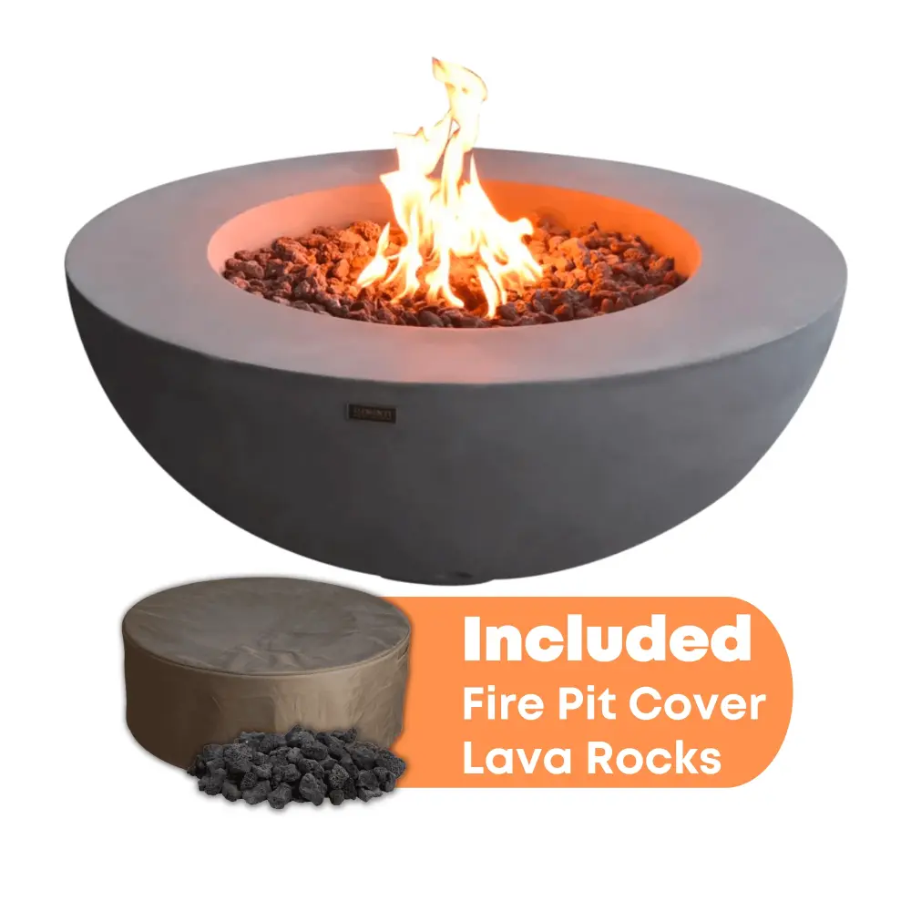 Elementi - Lunar Round Concrete Fire Pit Table OFG101 Windproof Straps | UV Resistant