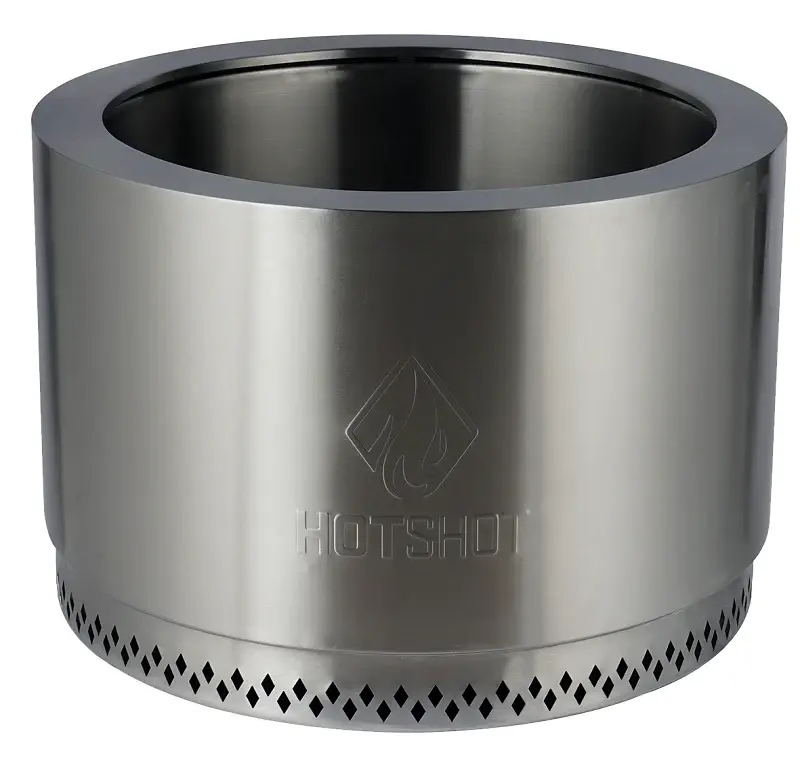 GHP Group Inc 52396 Fire Pit, 25 OAW, 25 OAD, 17 OAH, Cylinder, Manual Ignition Ignition, Stainless Chromed