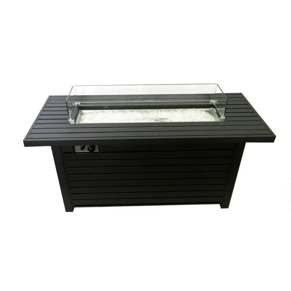 AZ Patio Heaters Onyx Mocha Finish Aluminum Rectangular Fire Pit Wind Screen 1-Year Warranty