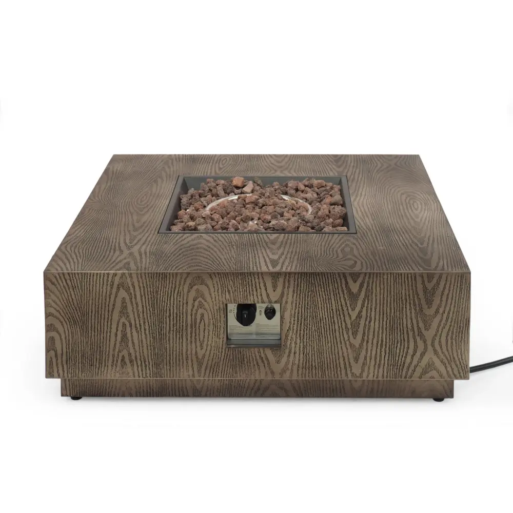 Wellington Square Iron Fire Pit Wood Pattern Design And 50, 000 Btu Output