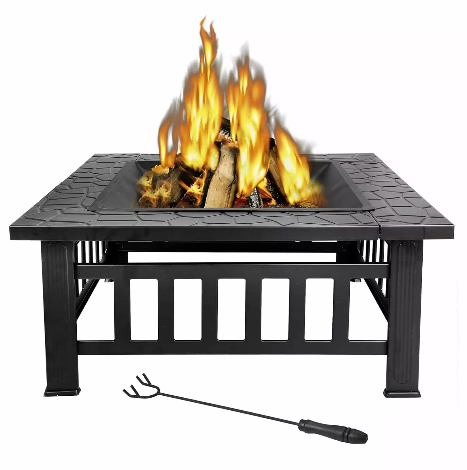 32 Outdoor Metal Square Metal Firepit Stove Backyard Patio Garden Camping JepoIA