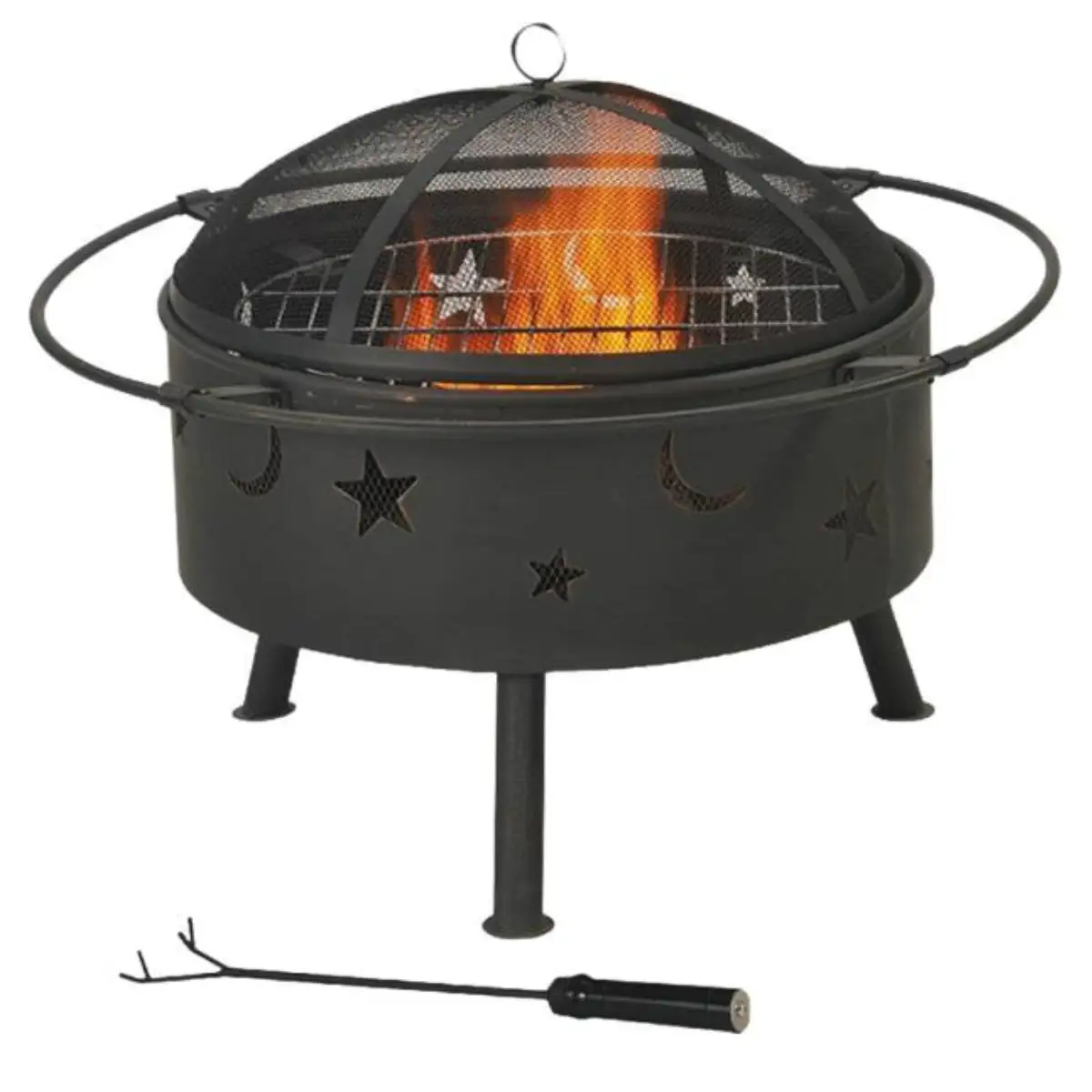 Seasonal Trends FT-112 Round Black Outdoor Firepit 32 Inch Backyard