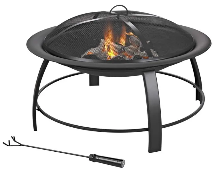 Seasonal Trends KLF-150031 Round Black Steel Fire Pit 30 Inch Patio