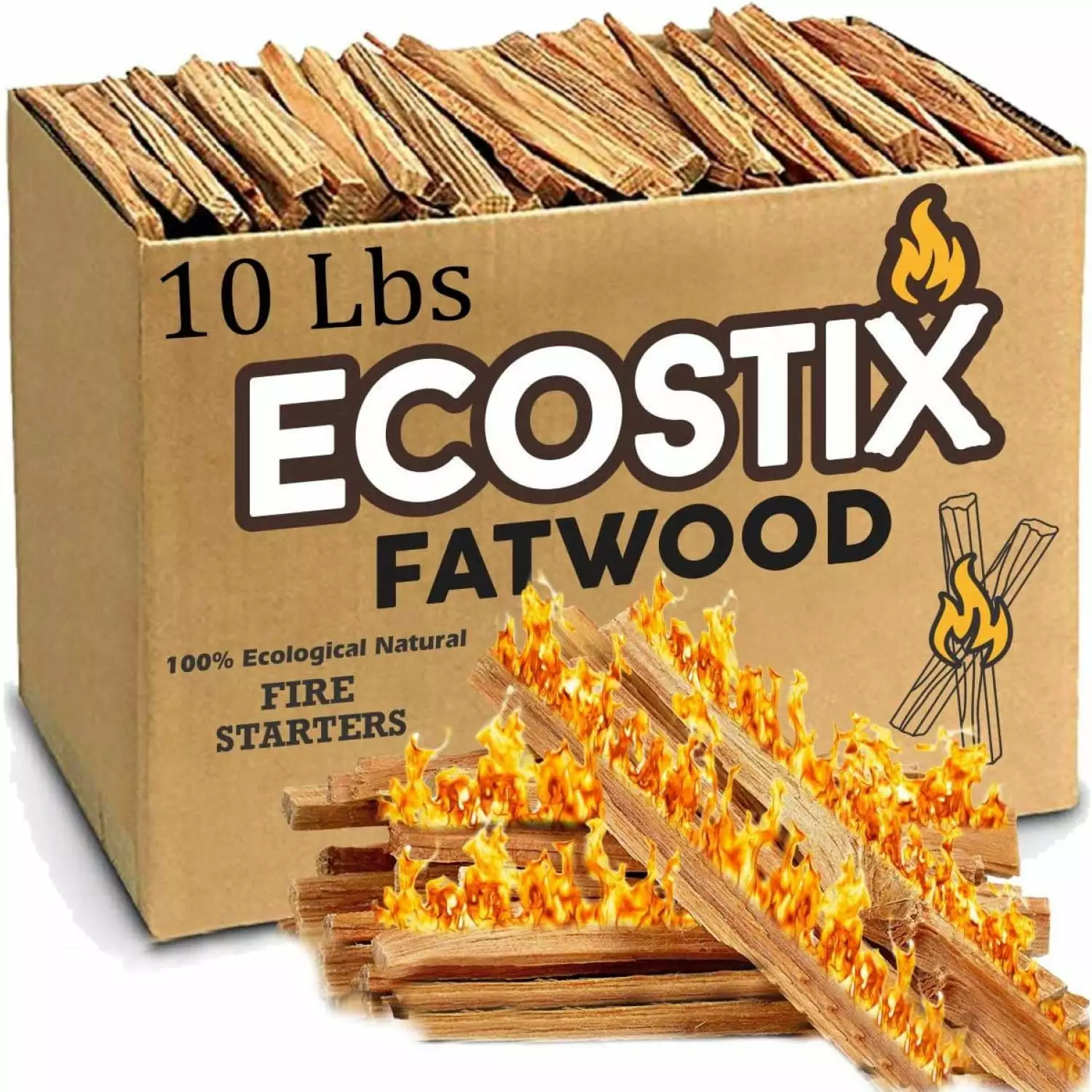 EasyGo 120 Eco-Stix Fatwood Starter Kindling Firewood Sticks Wood Stoves and Camping - 10 Lbs Hetayc