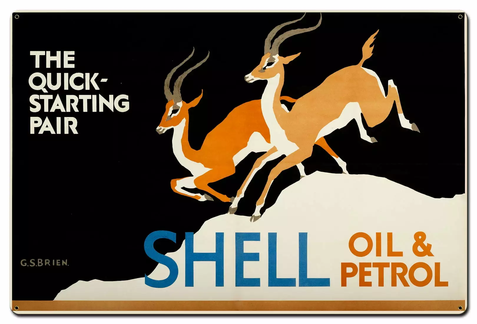 Quick Starting Pair Shell Oil Gazelles Made USA Heavy Gauge Steel Fire Starters Shell Signs