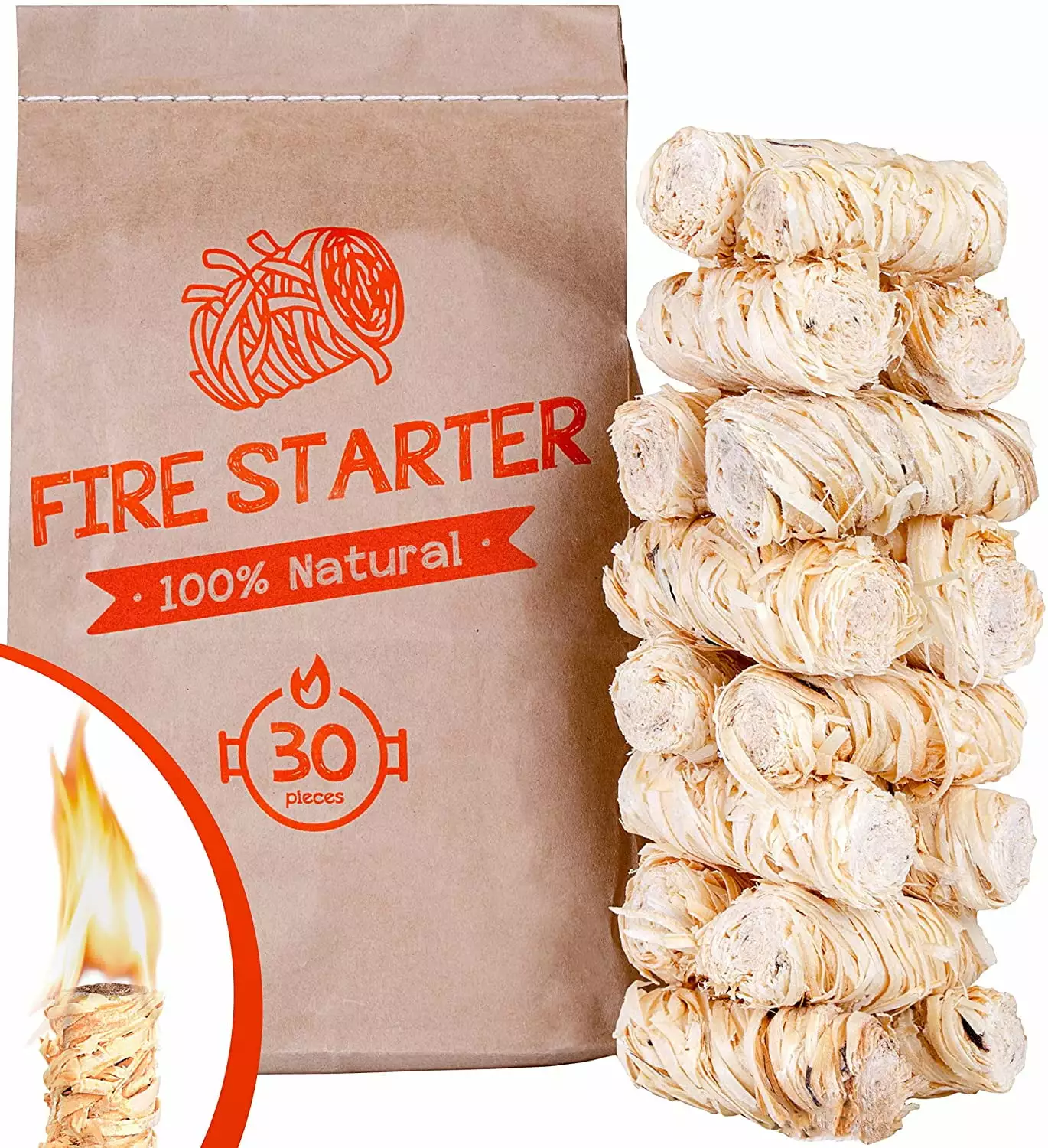 30pc Tumbleweed Fire Starters Fireplace Campfires BBQ Eco Friendly Packing Zorestar