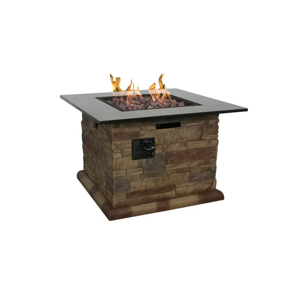 Seasonal Trends 52075 34.5 Inch Square Gas Fire Table Outdoor Patio