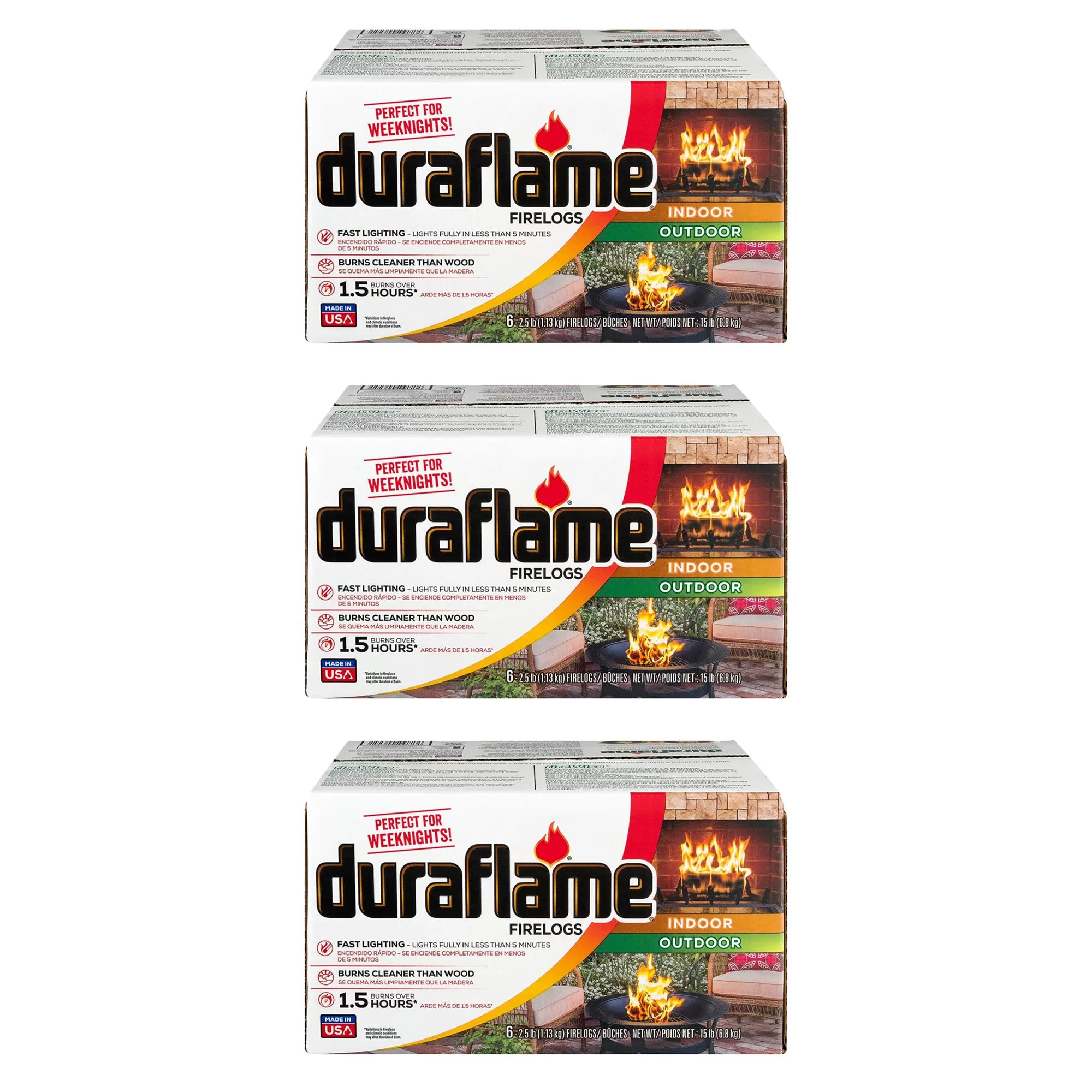 Duraflame 2.5lbs Indoor Outdoor Fireplace Pit Firelog 4.5 Hr Burn Time 18 Pack