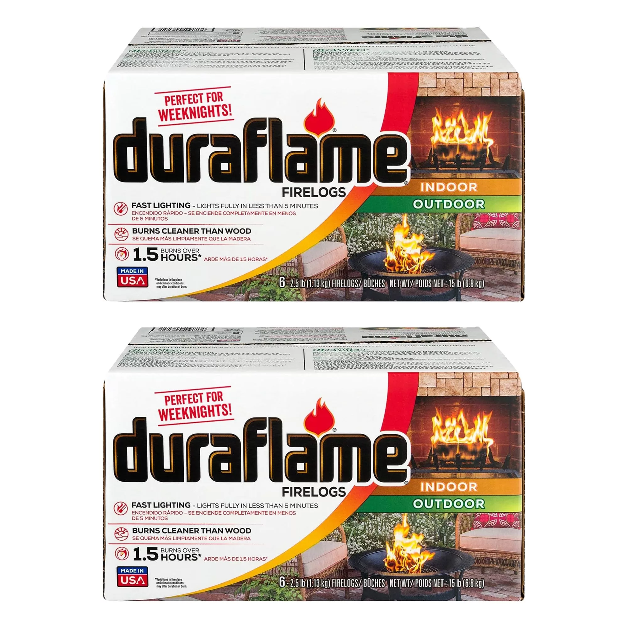 Duraflame 2.5 lbs Indoor Outdoor Fireplace Pit Firelog 3 Hr Burn Time 12 Pack