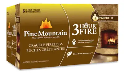 Pine Mountain 3-Hour Crackling Fire Log 6-Pack Indoor Fireplaces