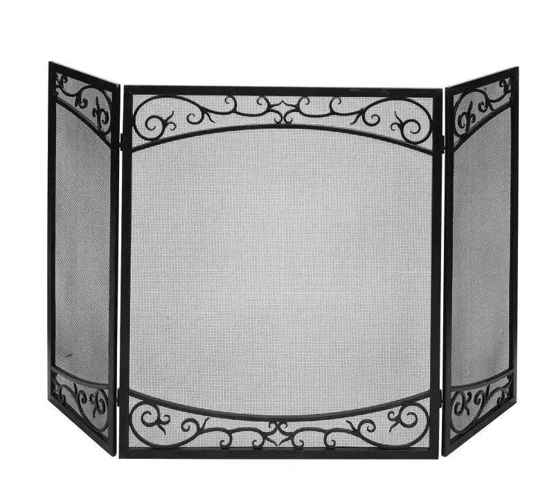 Panacea Brown Gray Brushed Steel Fireplace Screen Home Decor