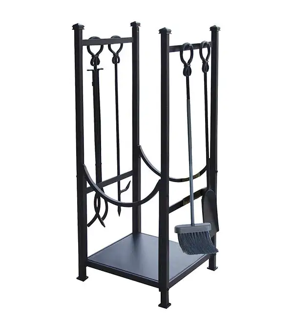 Panacea 15234 Black 5-Piece Log Bin and Fireplace Tool Set Hearth Center