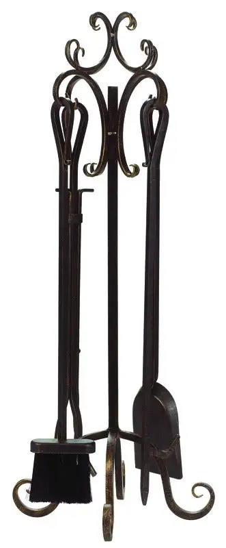 Panacea Bronze Brushed Steel Fireplace Tool Set Stand