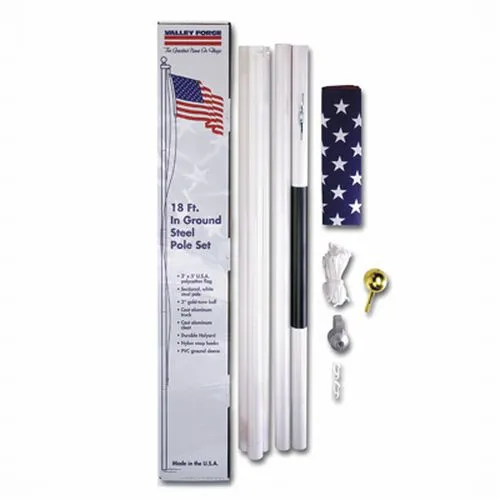 Valley Forge SFP18F-S Residential -Ground Flag Pole Kit US Flag 18 Feet