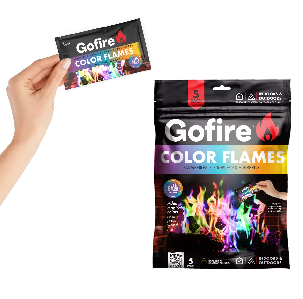 GoFire Northern Lights Color Flames 5 Pack Magical Vibrant Campfires and Fireplaces