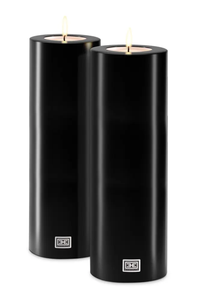 Black Artificial Candle Set 2 XL Eichholtz Battery Operated Decor