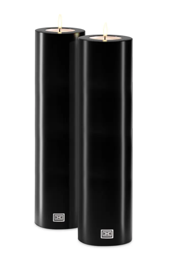 Black Artificial Candle Set 2 XXL Eichholtz Flameless Decor