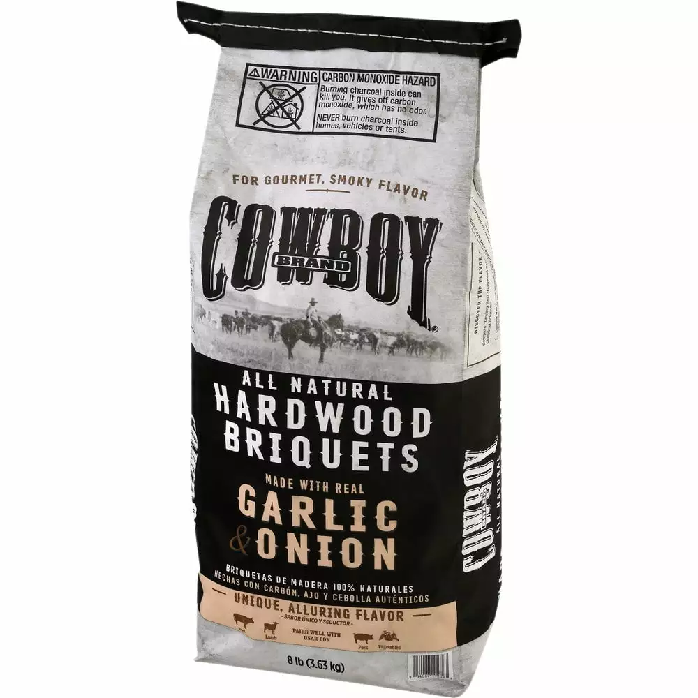 1PACK Cowboy 8 Lb Garlic Onion Charcoal Briquets