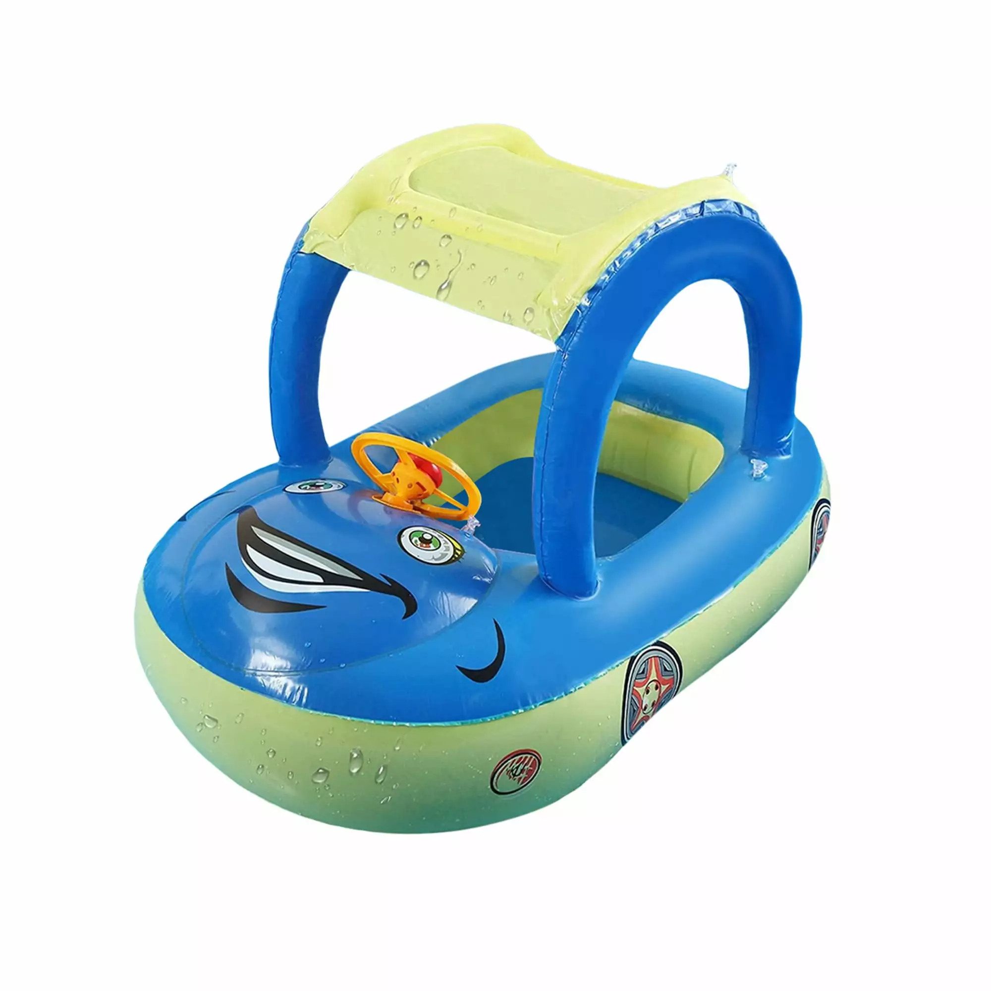 Mubineo Inflatable Swimming Ring Car Sun Protection Canopy Kids Toddlers One