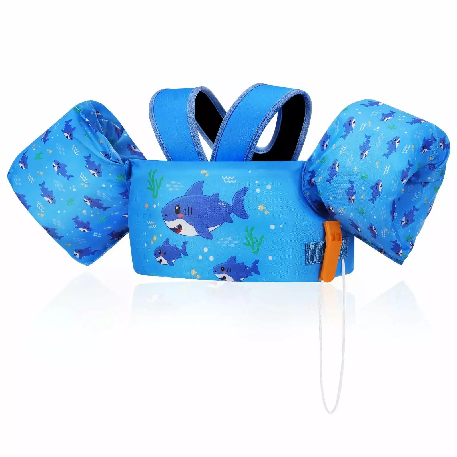 MoKo Toddler Swim Vest Kids 20-50 lbs Dark Blue Shark Swim Training Equipment