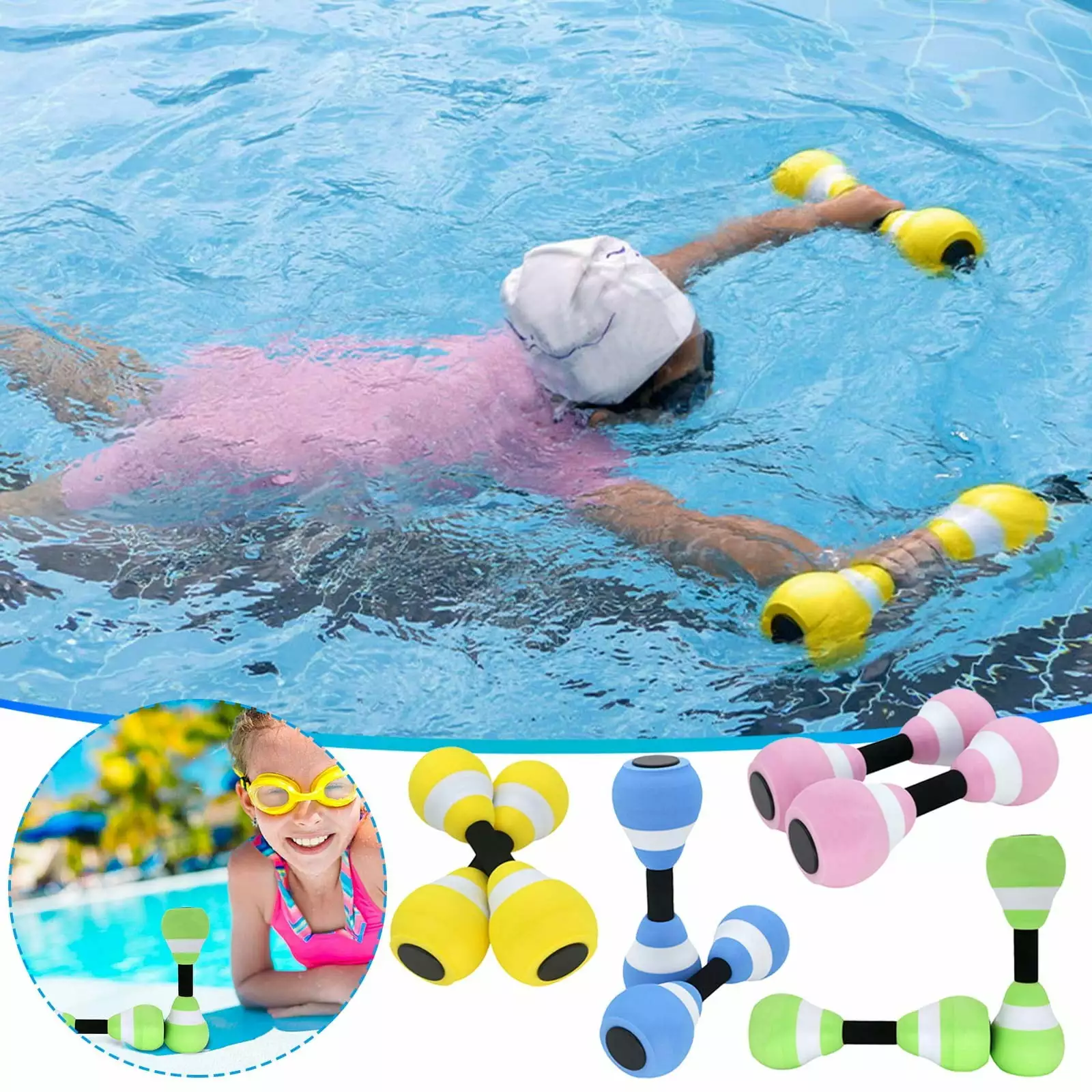 ZToonmas Swimming Arm Loop Buoyancy Dumbbells 2PC - Floatation Aid Kids and Adults