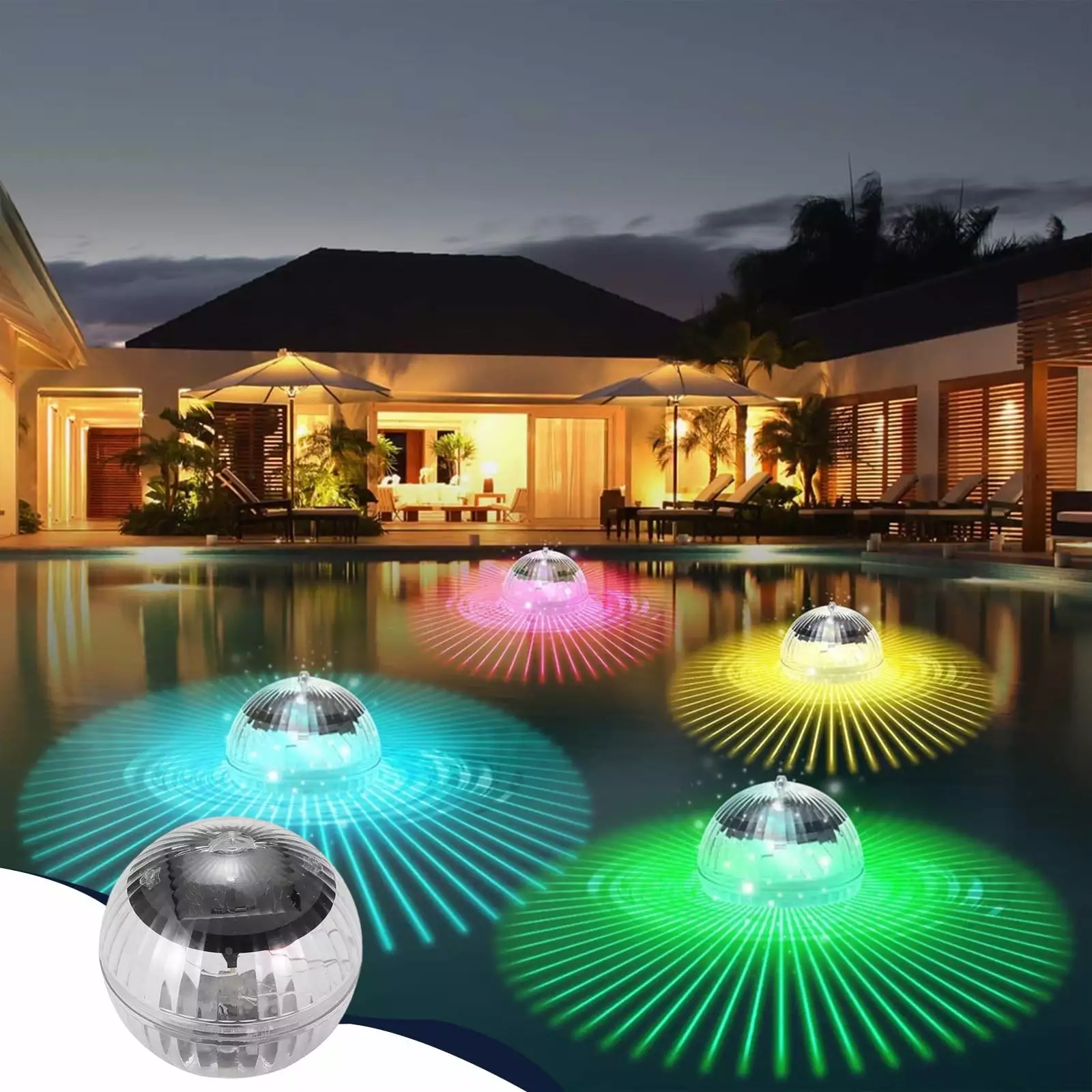 Lmueinov Solar Floating Pool Light LED Color Changing Pond Light Water Floating Light Hot Spring