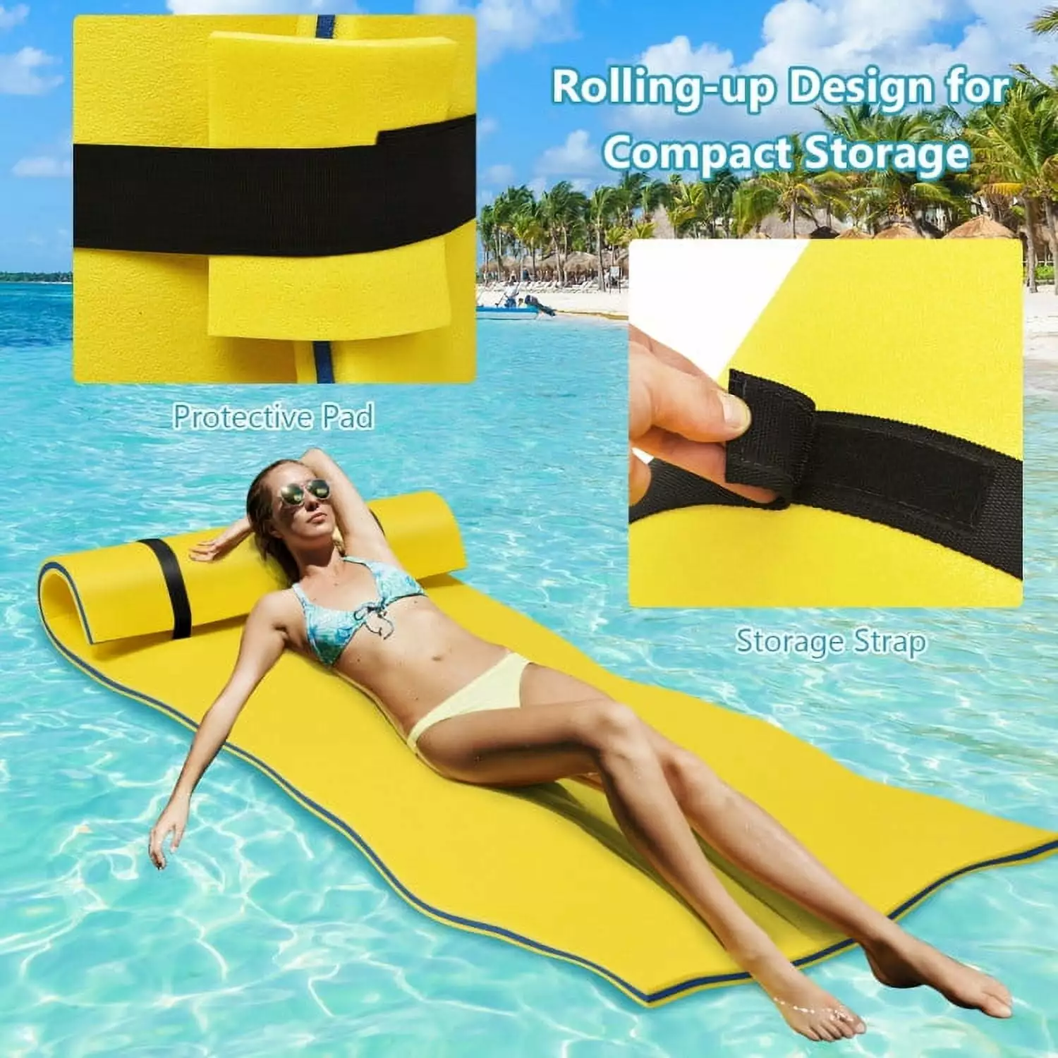 3-Layer Water Floating Mat Foam Pad Lake - 83 x 26 Tear-Resistant Relaxing Foam Raft 12
