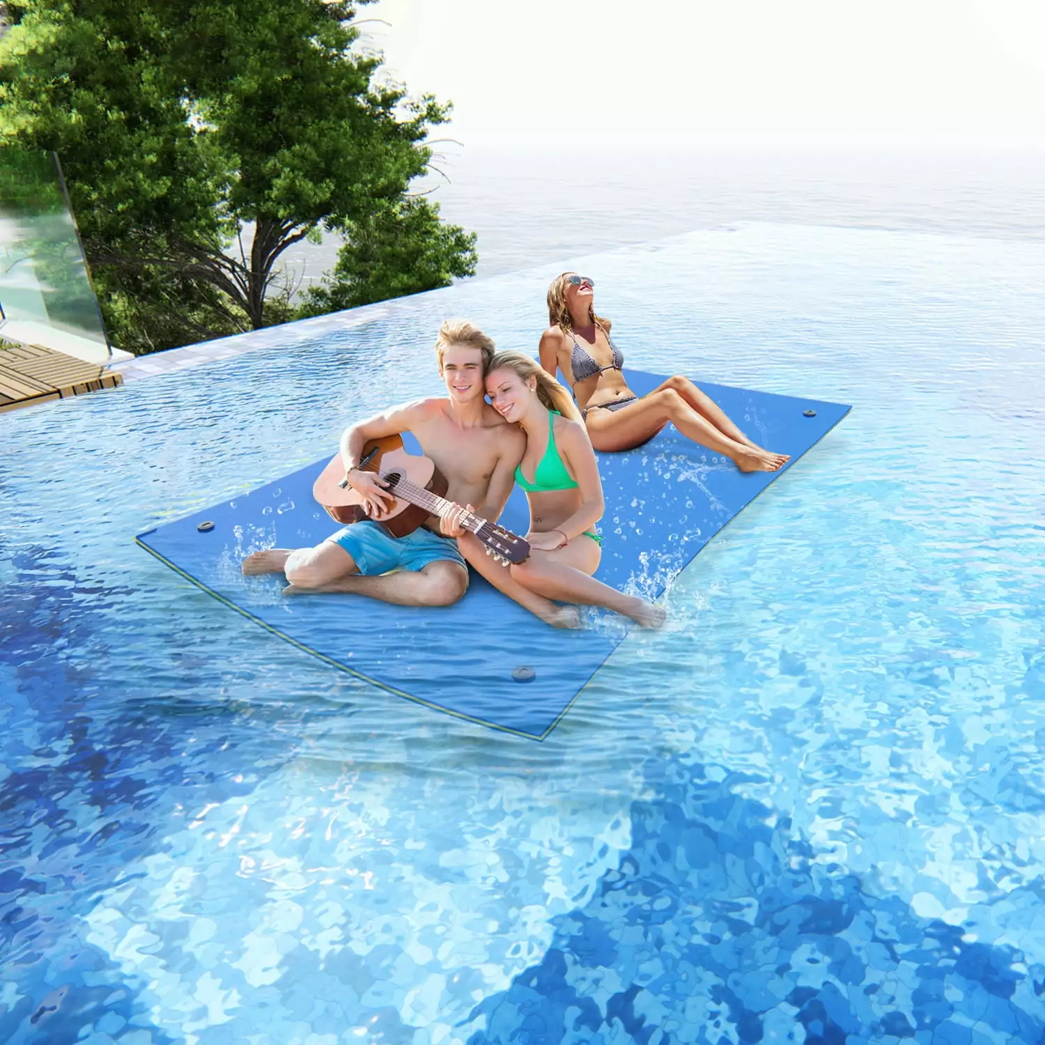 HALLOLURE 8.5x6FT 3-Layer Floating Mat Foam Water Party Weight Capacity 310 lbs