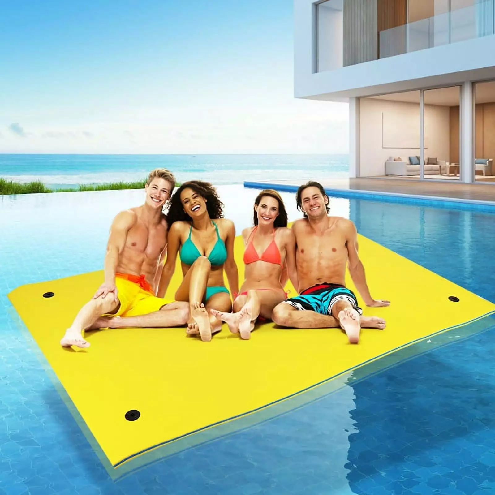 HALLOLURE 8.5x6FT XPE Foam Floating Pad Buckle Design Fixing Elastic String Water Blanket