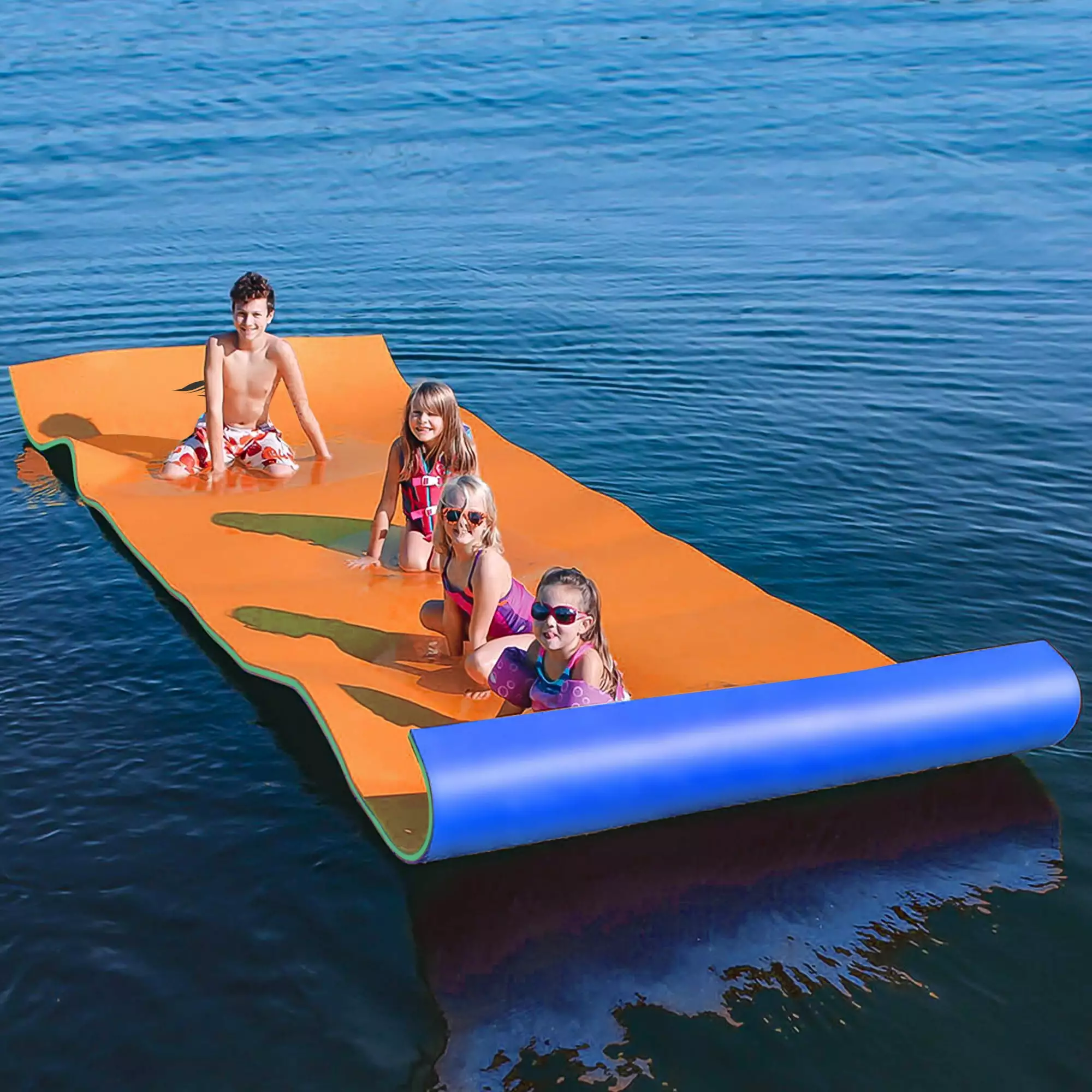 KOFUN 12x6 FT Floating Mat 3-Layer Lake Pad Storage Straps Kids Adults Outdoor Water Fun 12