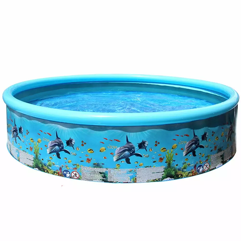 NUOLUX 1PC Outdoor Kids Water Playing Pool Cartoon Round Marine Fish Pool Toy Sturdy Swimming Pool Toy Pipe Kids Colorful ...