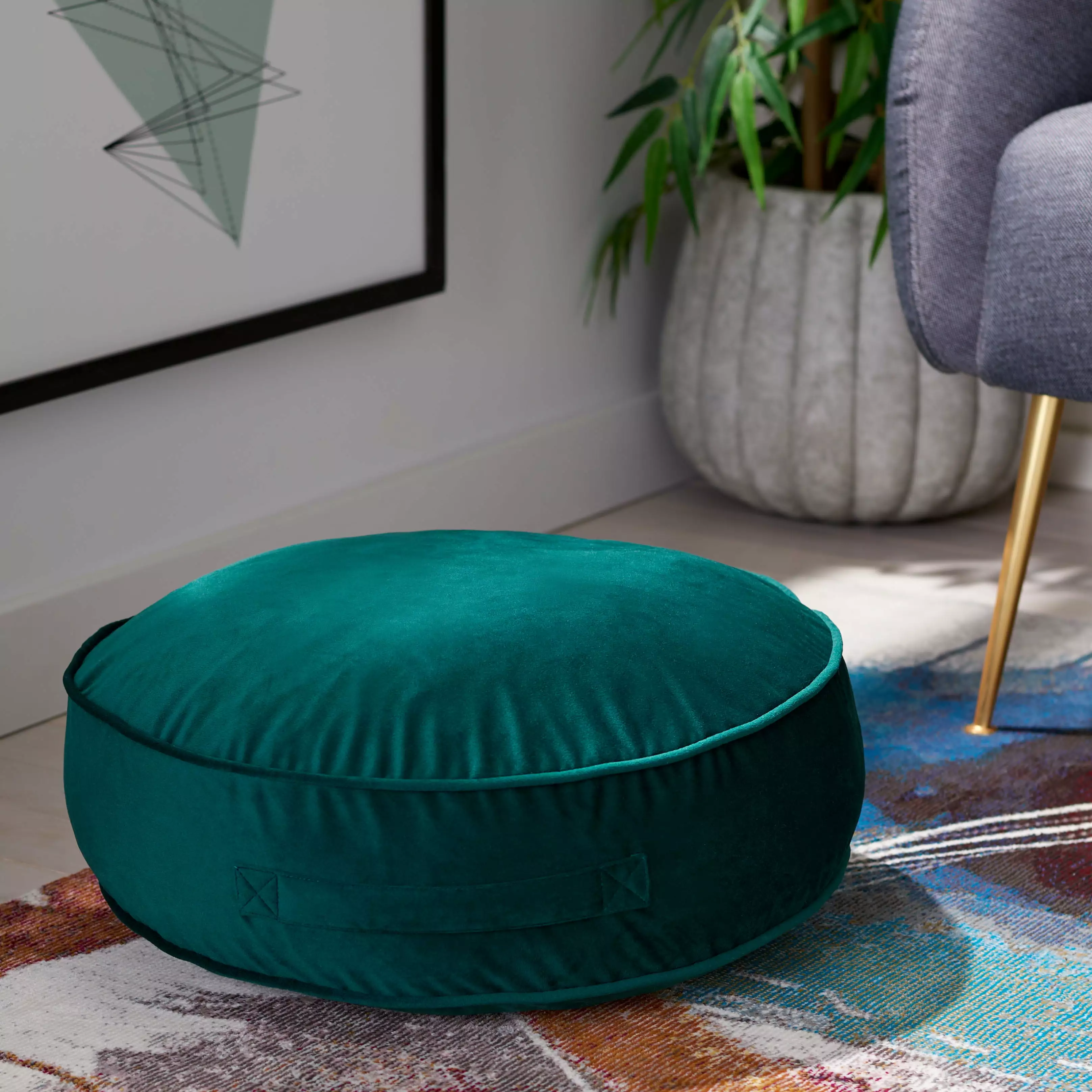 SAFAVIEH Reissa Solid Floor Pillow 20 x 20 Hunter Green Home Decor