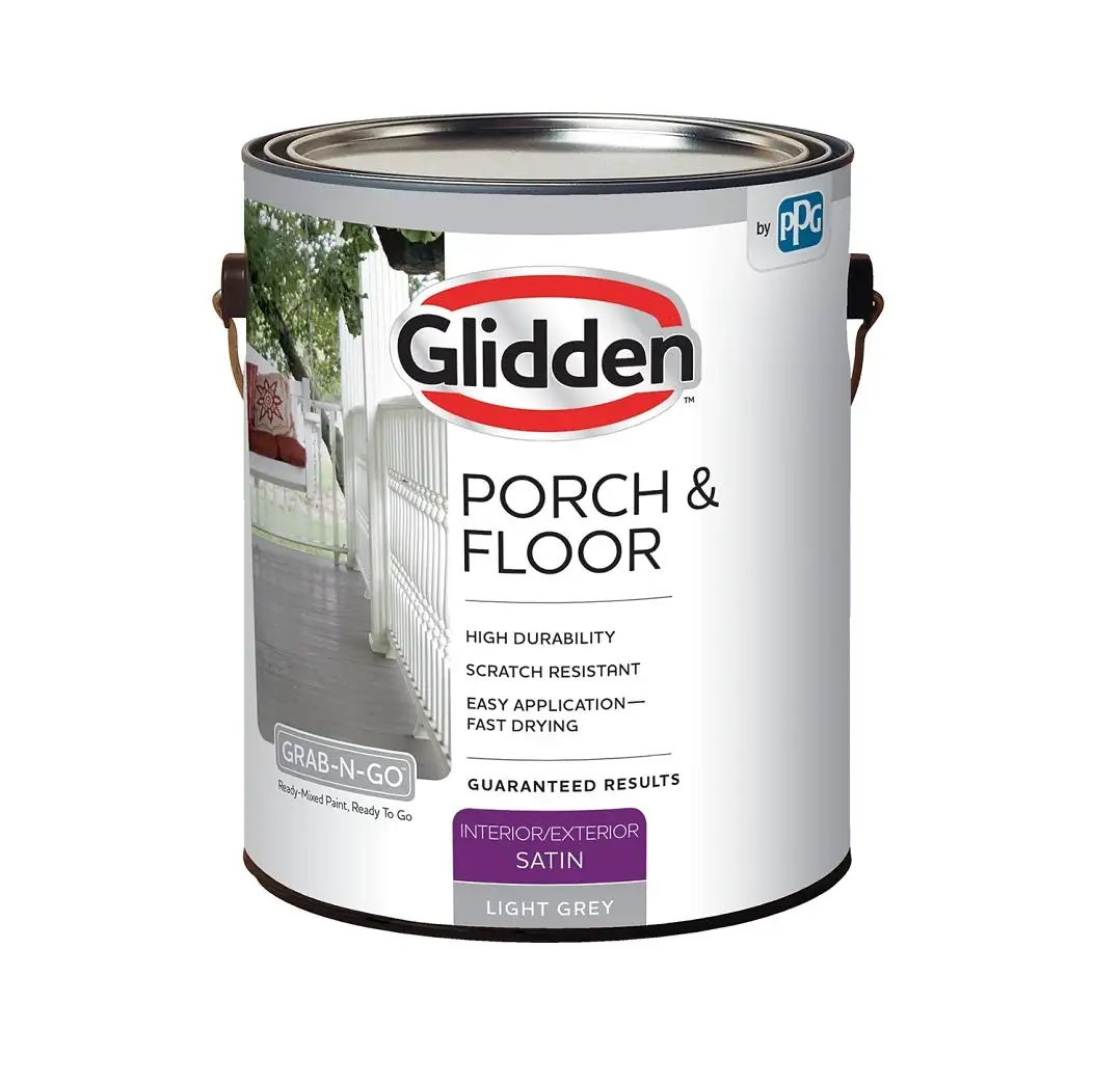 Glidden 3034F Porch & Floor Interior/Exterior Paint Light Gray Satin 1 Gallon
