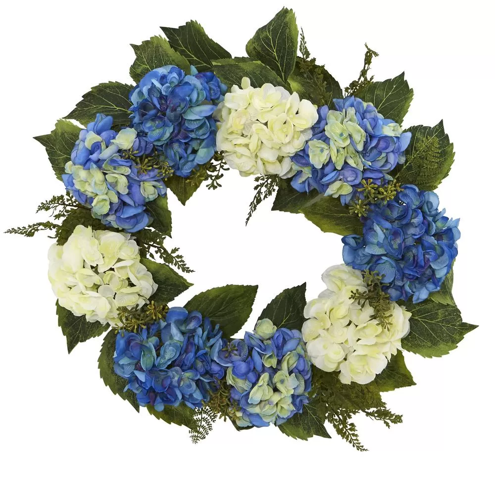 Nearly Natural 24 Inch Hydrangea Wreath Home and Door Decor