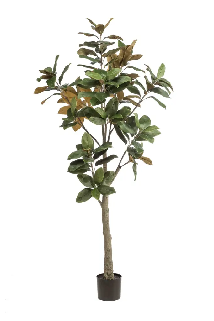 Potted Green Artificial Trees 2 Magnolia Denudata Faux Plant Decor