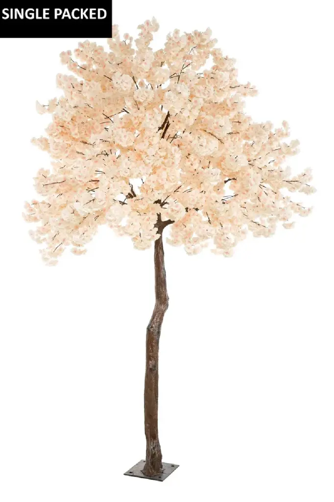 Faux Peach Flowering Tree Artificial Blossom Indoor Outdoor Decor