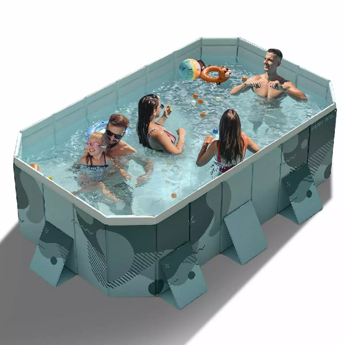 Foldable Swimming Pool No-Inflatable Above Ground Pool Kids Adult Backyard 100