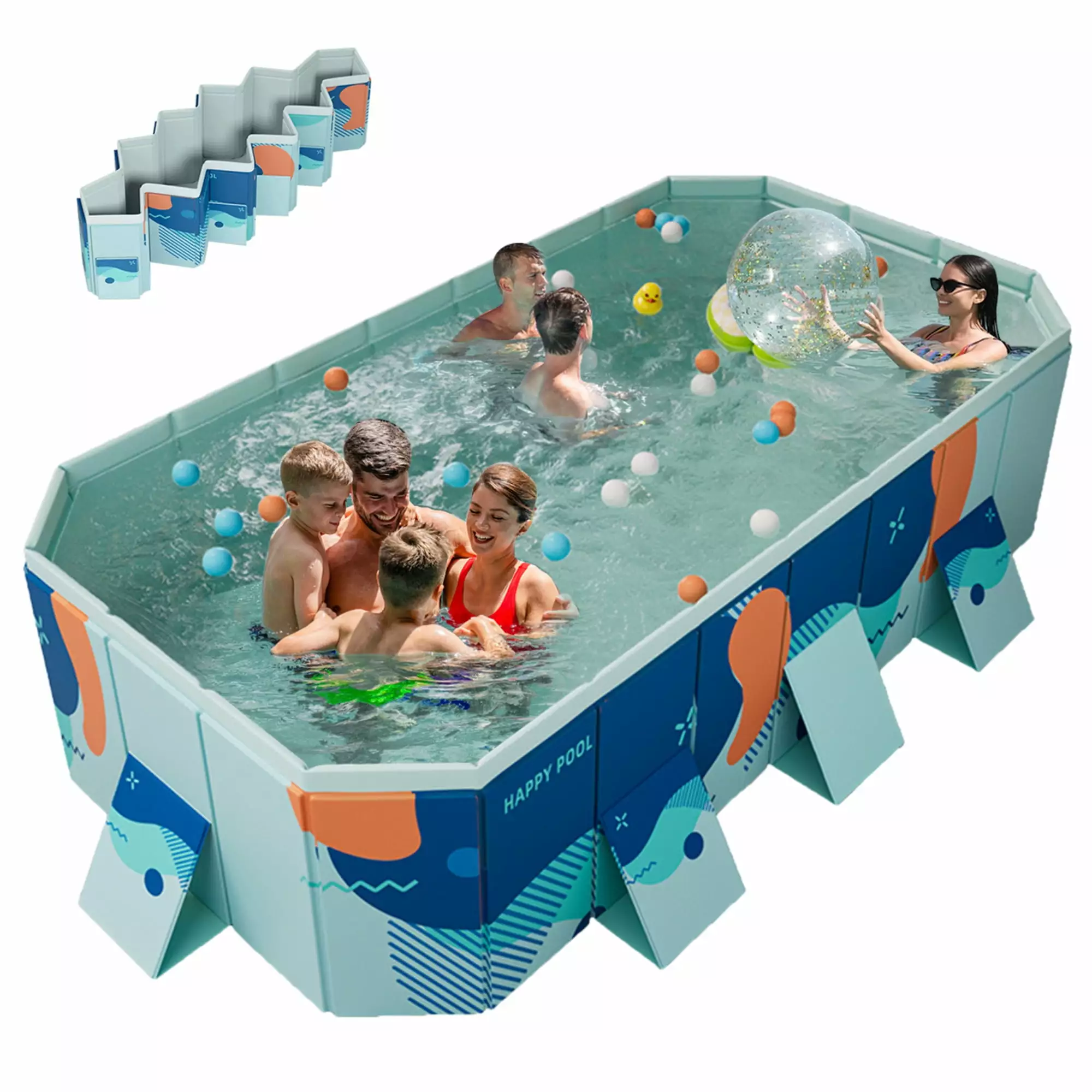 RICHYOUNG 113 Foldable Swimming Pool 1-8 People Adult Kids Pets Non-Inflatable 100