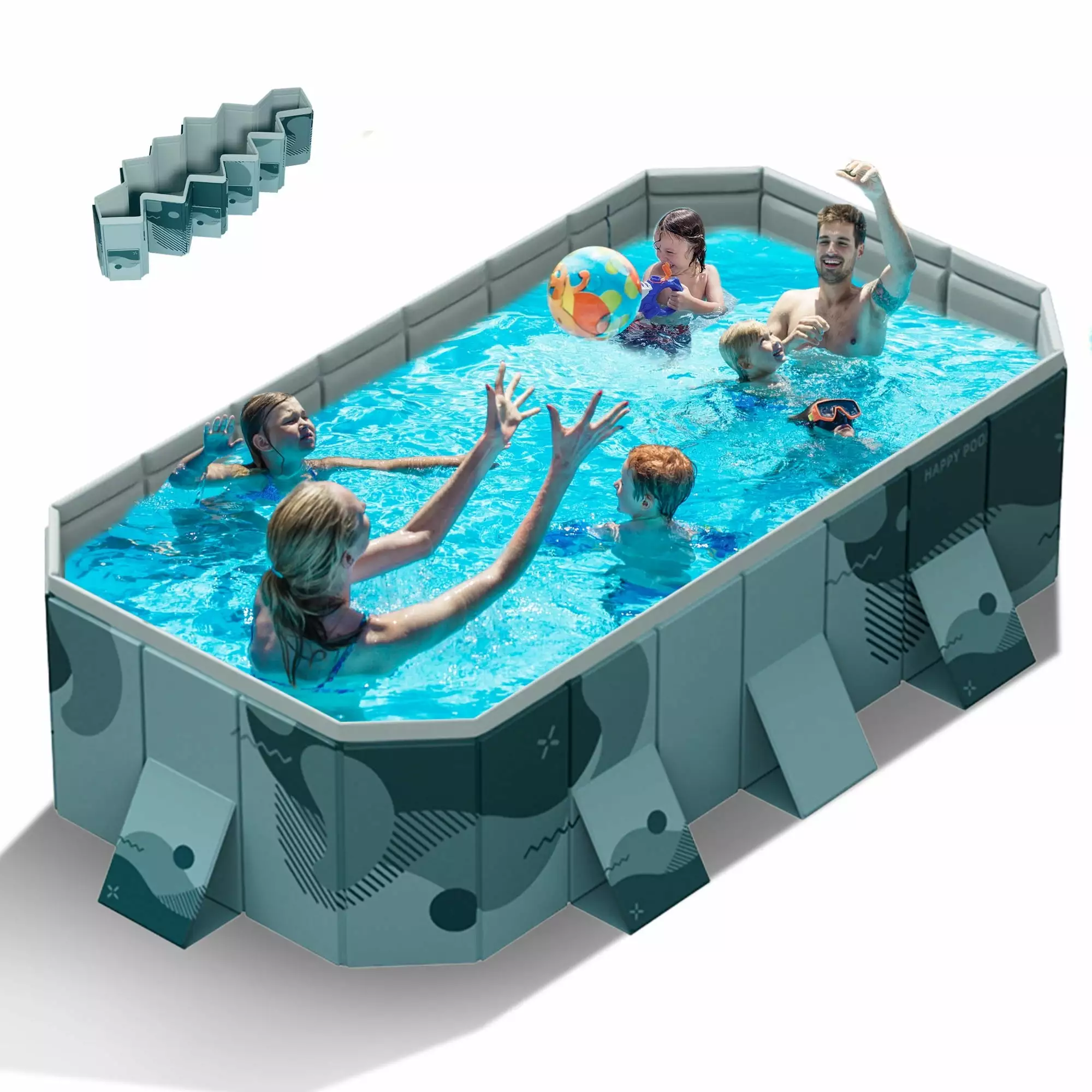 YYW 113Foldable Non-Inflatable Swimming Pool 1-8 People Portable Above Ground 100