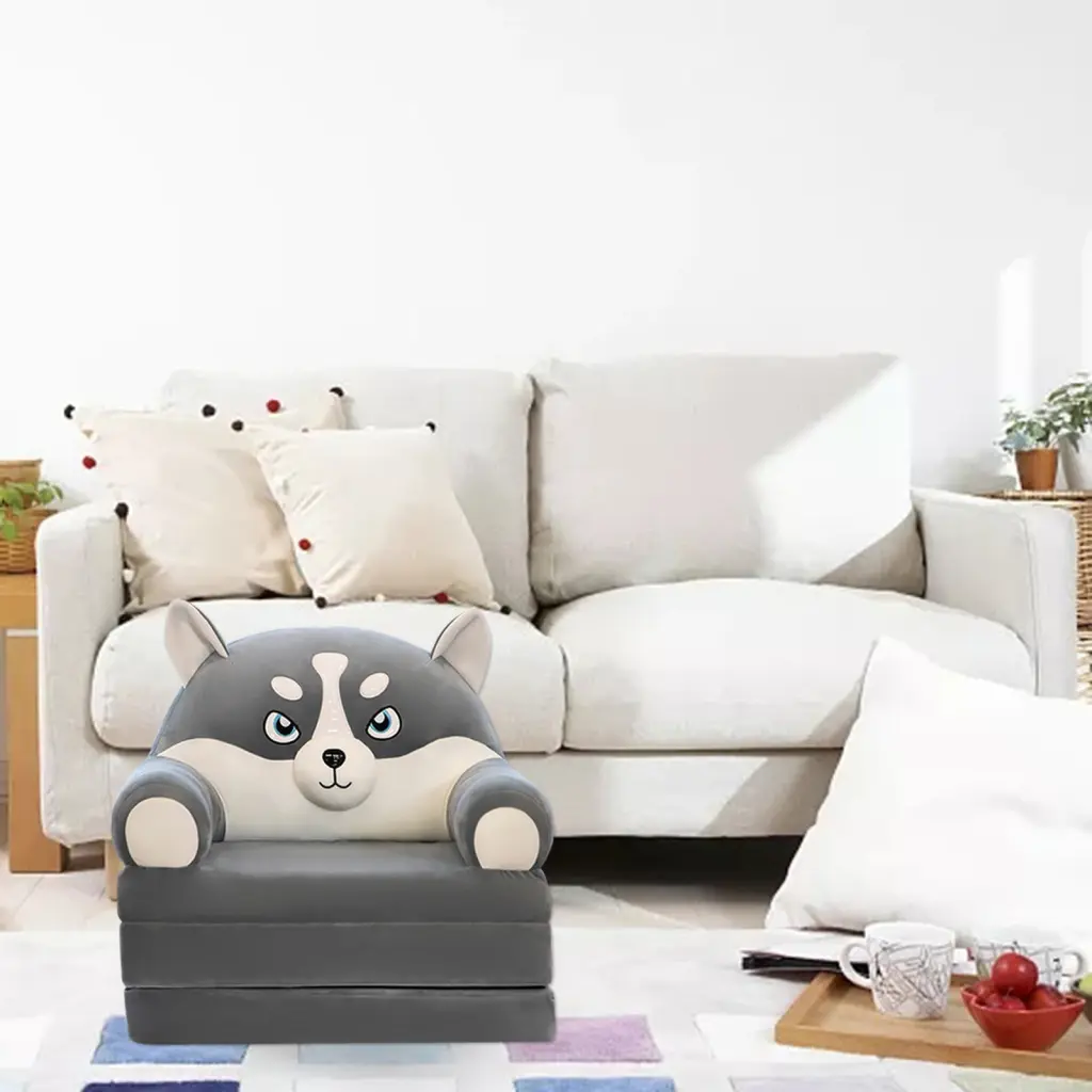 Clearance Sale- Plush Foldable Kids Sofa Backrest Armchair 2 1 Foldable Children Sofa Cute Cartoon Lazy Sofa Children Flip...